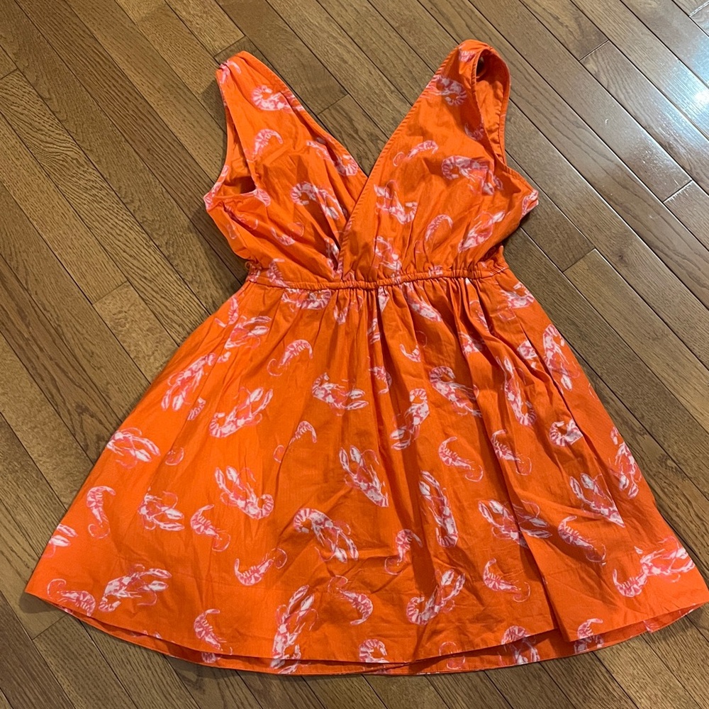 Last chance Maeve Anthro Lobster Flirty Wrap Mini Dress - Picture 10 of 16